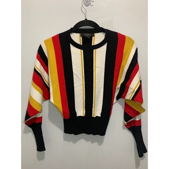 Forever 21 Contemporary Striped Cropped Sweater With Dolman Sleeves Size S - Picture 1 of 3